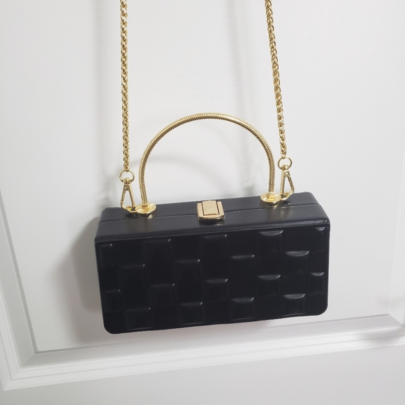 MW Black Box Gold Chain Clutch Crossbody Bag - Picture 10 of 10